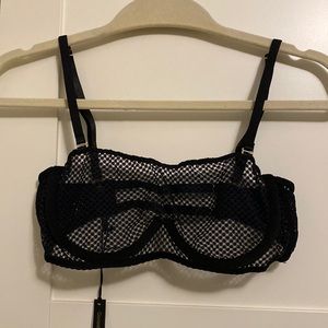 Gooseberry Intimates Luxury Lingerie Black Mesh Unlined Bralette with Underwires